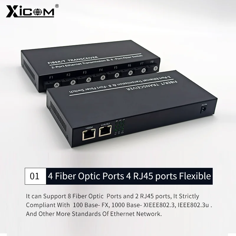 OEM Fiber Switch Ethernet 2 Port 1.25g Sc 8 Rj45 Pcba Media Converter for  Hp Transceiver